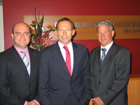 AHA(WA) CEO Bradley Woods, Hon Tony Abbott, AHA(WA) President Neil Randall