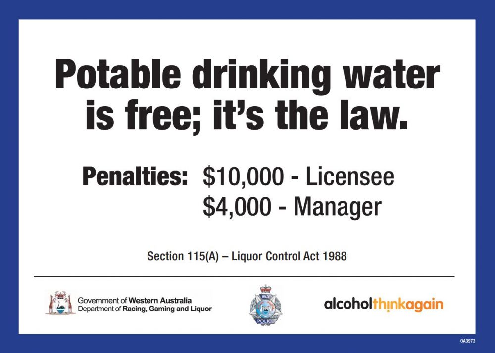 potable drinking water is free its the law